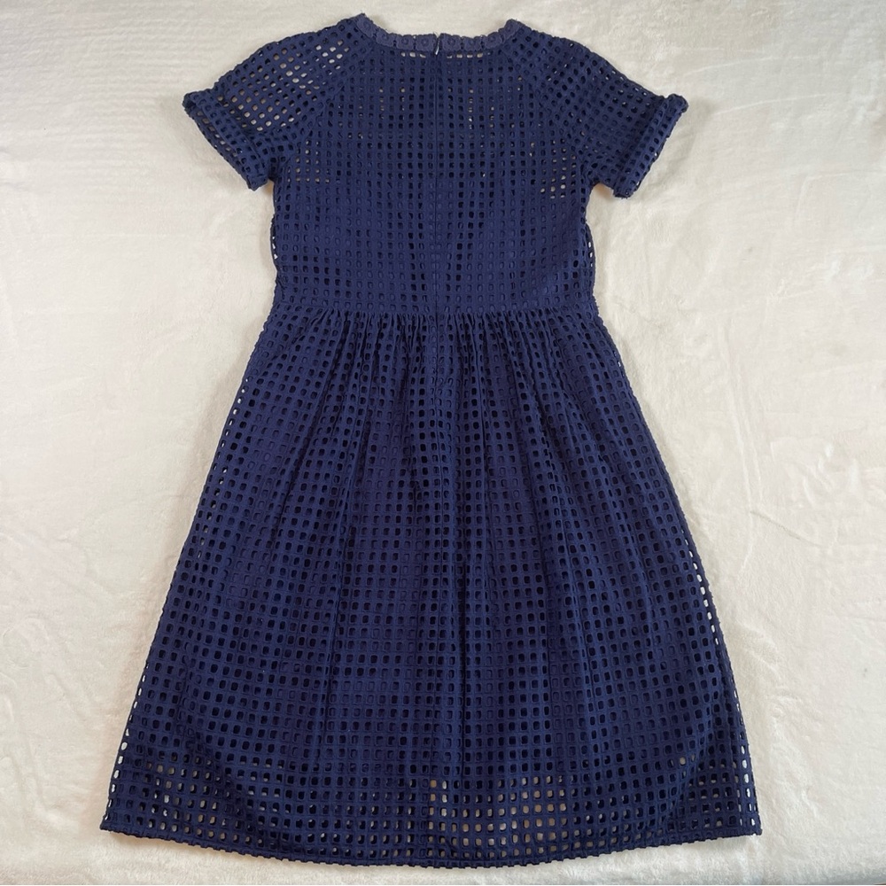 Madewell Eyelet Dress Navy Blue Knee Length